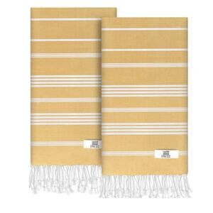 Turkish Cotton Hand Towels for Kitchen Bathroom Set of 6, 30”x 18”Mustard Yellow